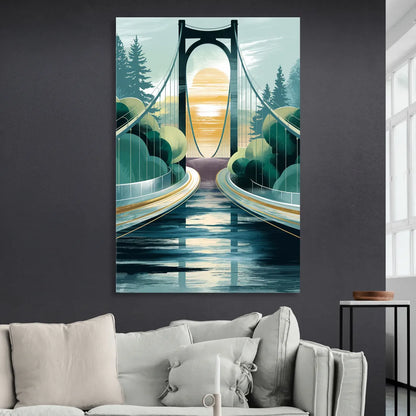 Tacoma Narrows Bridge Scene Living Room - Canvas Wall Art
