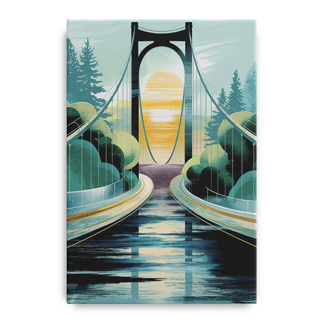 Tacoma Narrows Bridge Scene Front - Canvas Wall Art