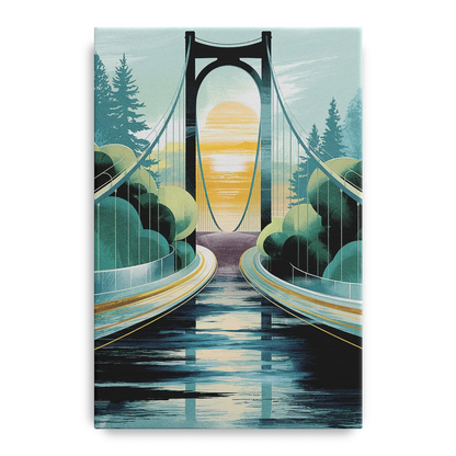 Tacoma Narrows Bridge Scene Front - Canvas Wall Art