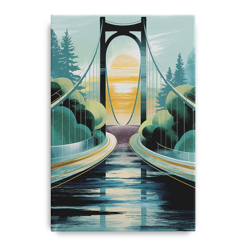 Tacoma Narrows Bridge Scene Front - Canvas Wall Art