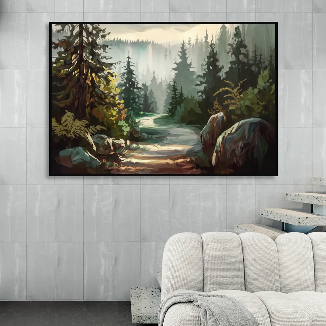 Tacoma Pacific Northwest Beauty Living Room - Black Canvas Wall Art