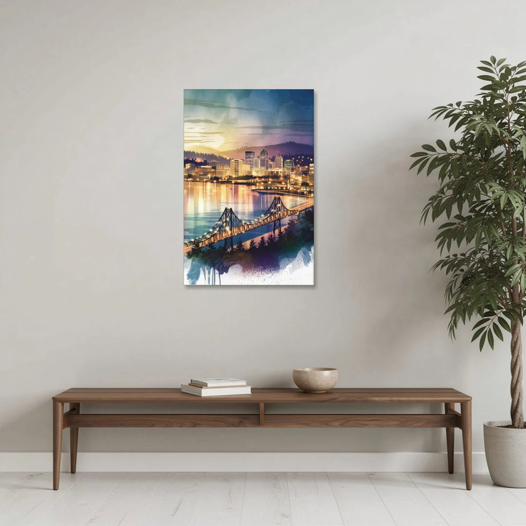 Tacoma Skyline View - Canvas Wall Art - Coffee Table - 24x36