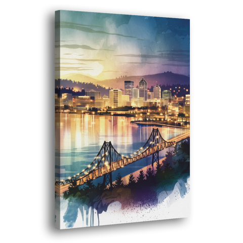 Tacoma Skyline View - Canvas Wall Art - Side