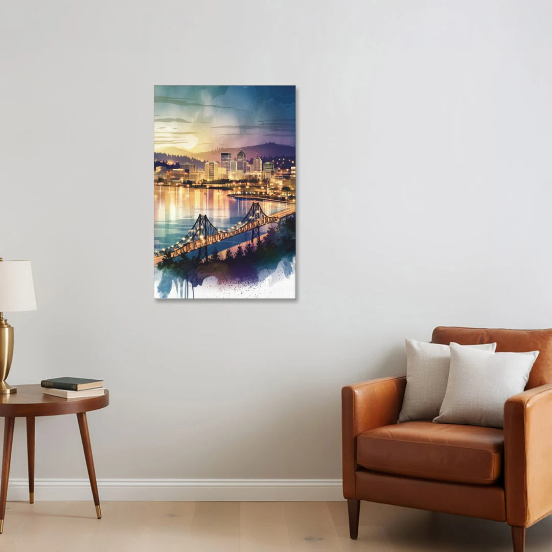 Tacoma Skyline View - Canvas Wall Art - Sofa - 24x36