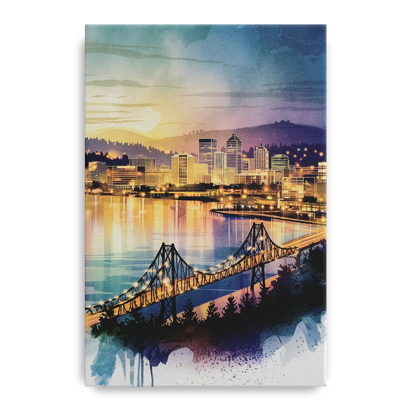 Tacoma Skyline View Front - Canvas Wall Art