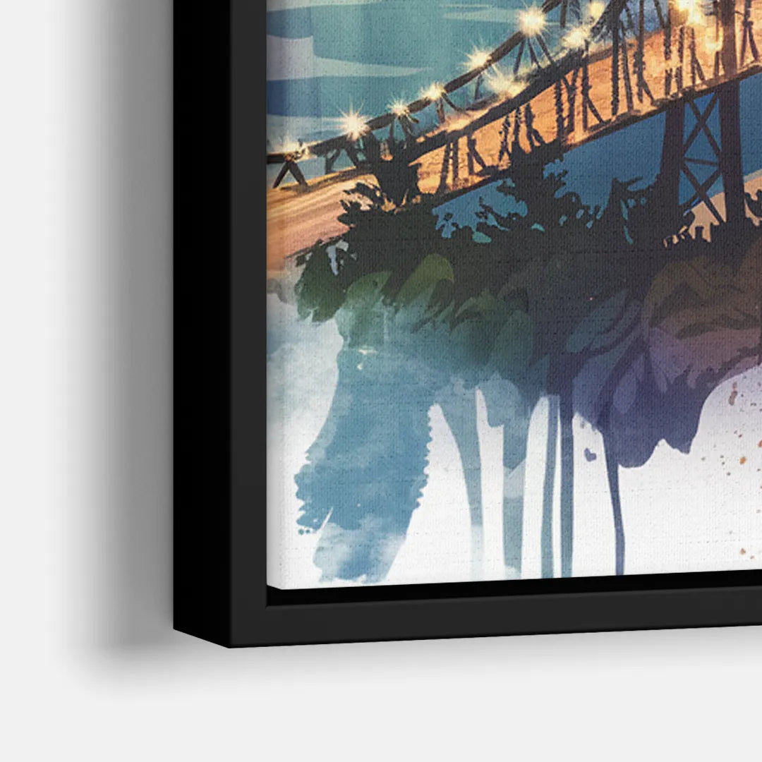Tacoma Skyline View - Close-Up Black Frame Canvas