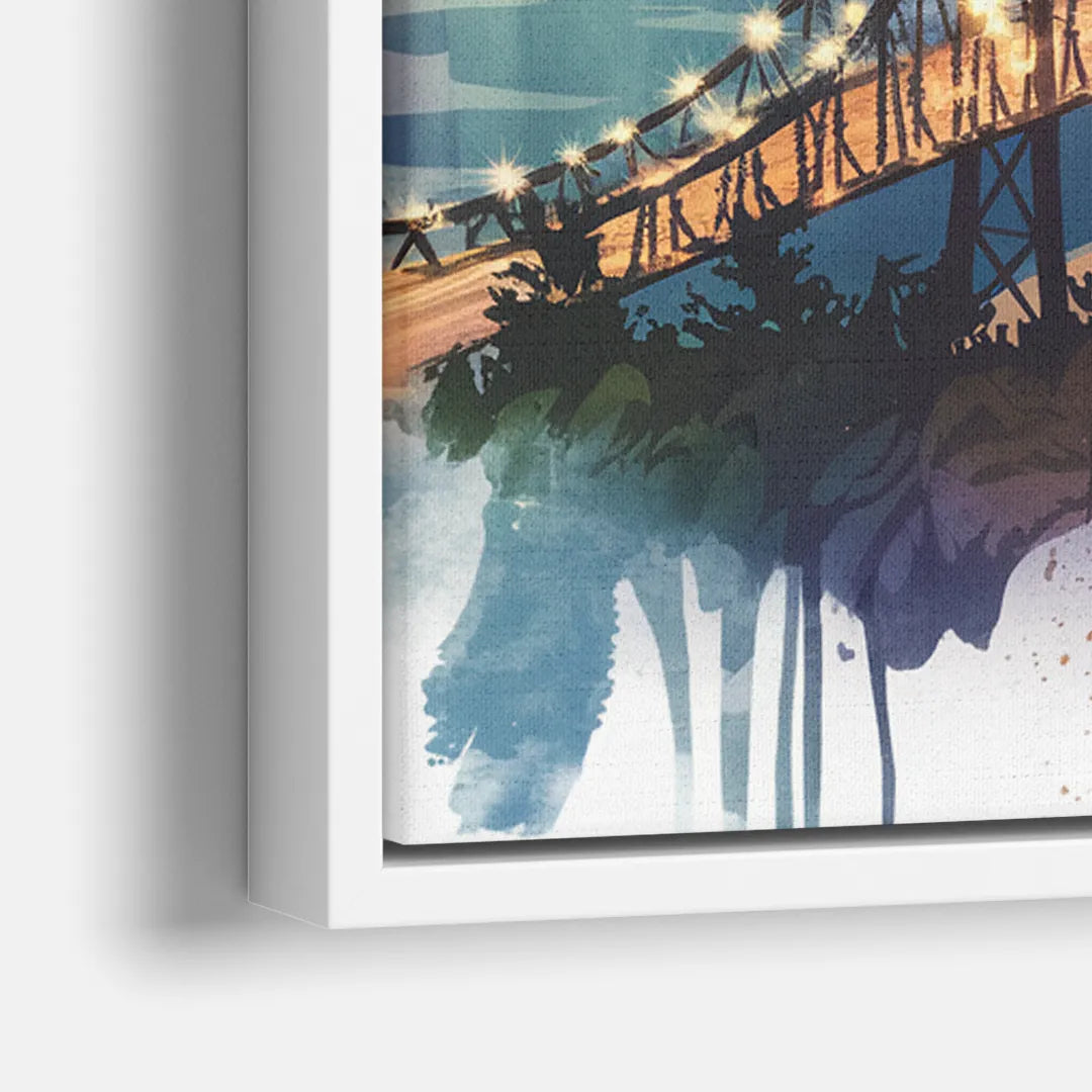 Tacoma Skyline View - Close-Up White Frame Canvas