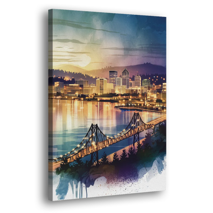 Tacoma Skyline View Side - Canvas Wall Art