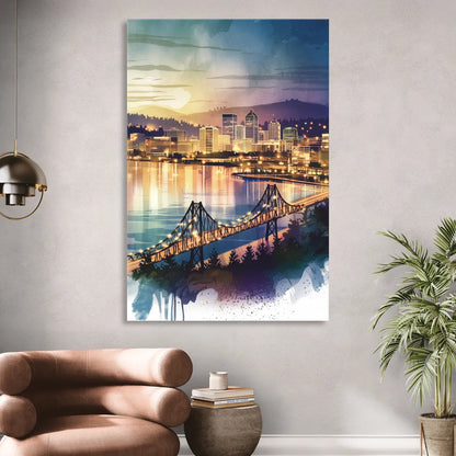 Tacoma Skyline View Living Room - Canvas Wall Art
