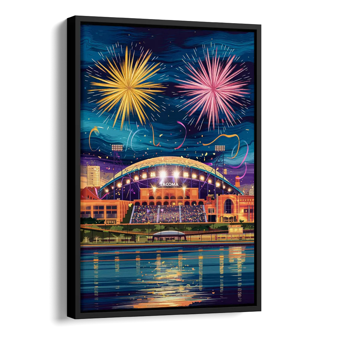 Tacoma Stadium Celebration Side - Black Canvas Wall Art