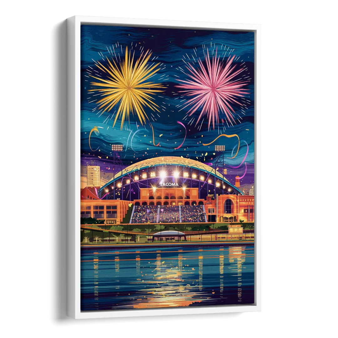 Tacoma Stadium Celebration Side - White Canvas Wall Art