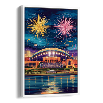 Tacoma Stadium Celebration Side - White Canvas Wall Art