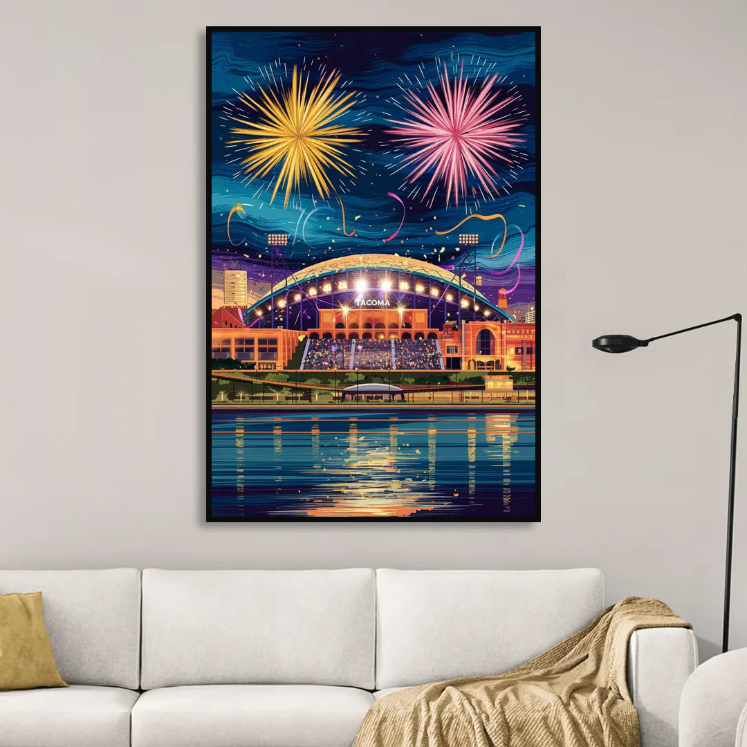 Tacoma Stadium Celebration Sitting Room - Black Canvas Wall Art