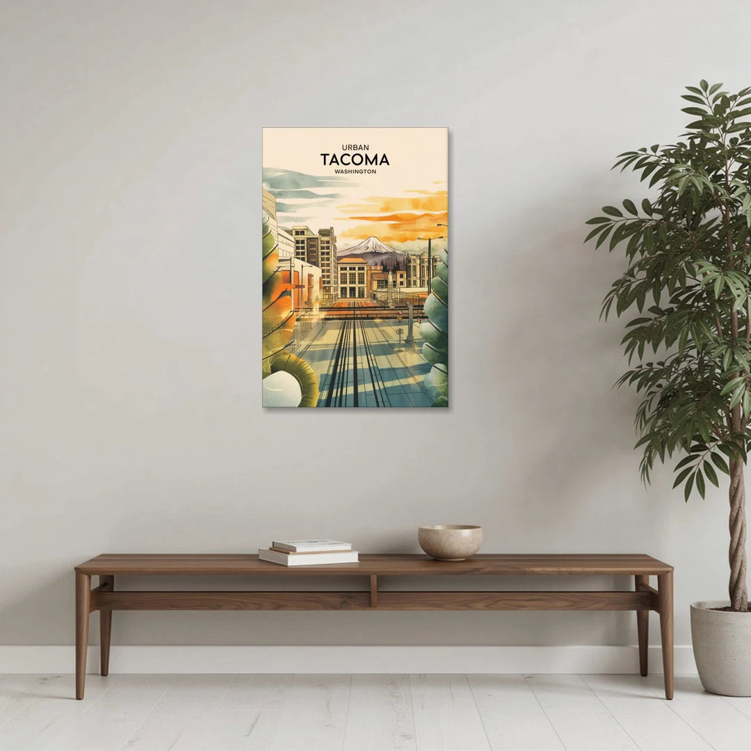 Tacoma Urban Streetscape - Canvas Wall Art - Coffee Table - 24x36