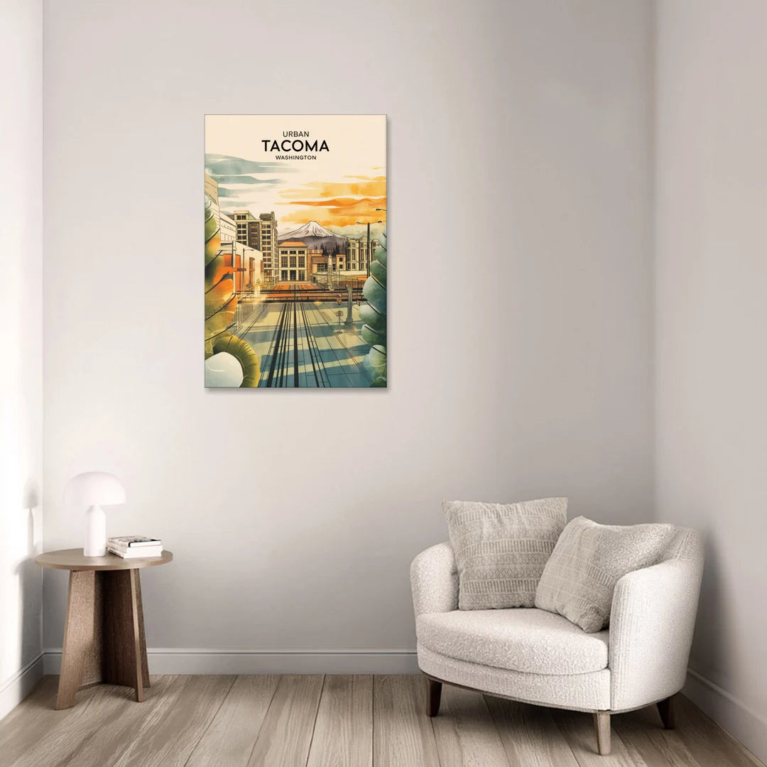Tacoma Urban Streetscape - Canvas Wall Art - Sofa - 24x36