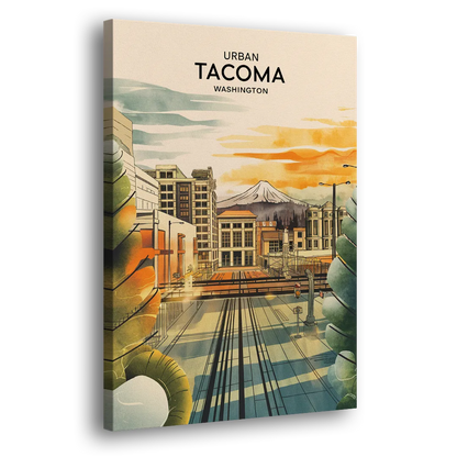 Tacoma Urban Streetscape Side - Canvas Wall Art