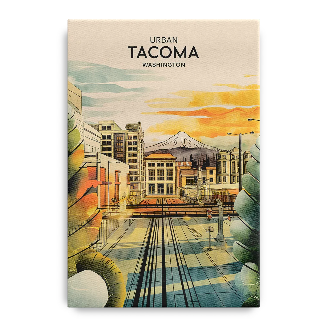 Tacoma Urban Streetscape Front - Canvas Wall Art