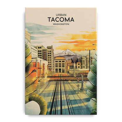 Tacoma Urban Streetscape Front - Canvas Wall Art