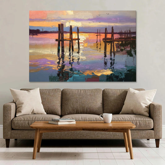 Tacoma Waterfront Sunset - Canvas Wall Art - Sofa - 60x40