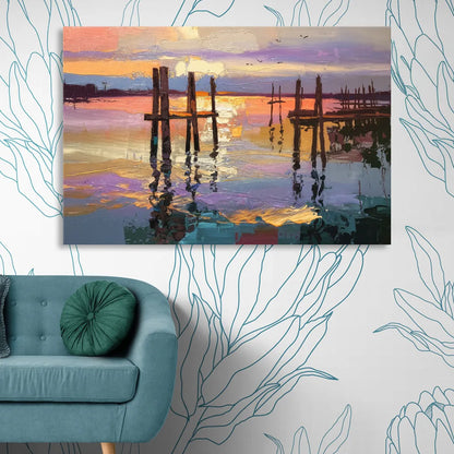 Tacoma Waterfront Sunset Sitting Room - Canvas Wall Art