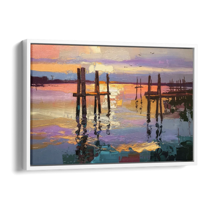 Tacoma Waterfront Sunset Side - White Canvas Wall Art