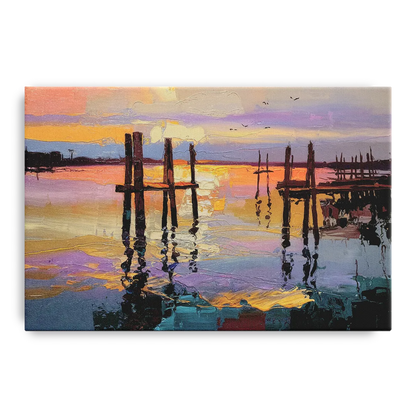 Tacoma Waterfront Sunset Front - Canvas Wall Art
