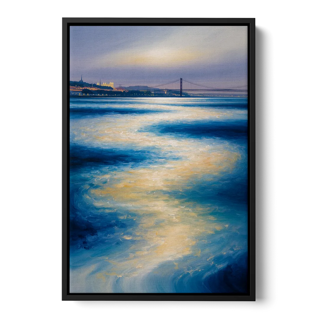 Tagus River Glow Front - Black Canvas Wall Art