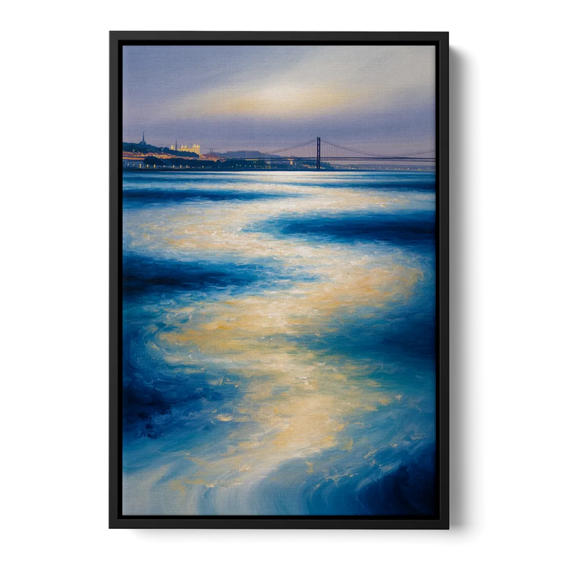 Tagus River Glow Front - Black Canvas Wall Art