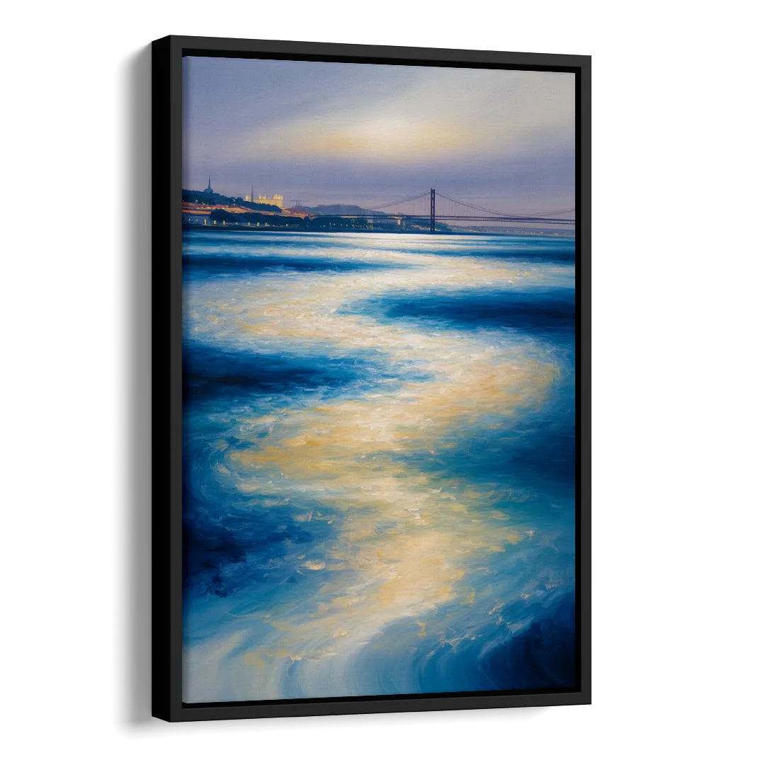 Tagus River Glow Side - Black Canvas Wall Art