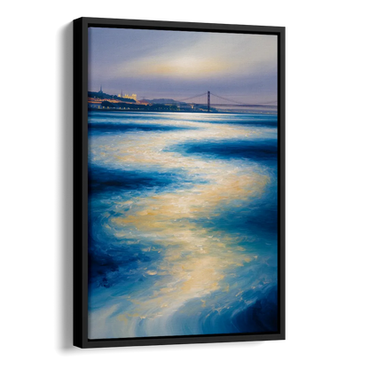 Tagus River Glow Side - Black Canvas Wall Art
