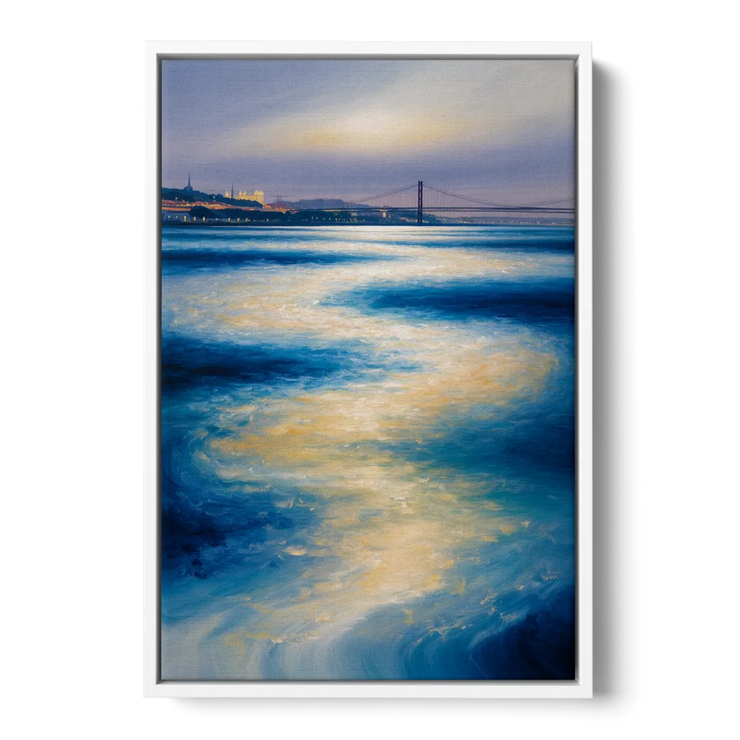 Tagus River Glow Front - White Canvas Wall Art