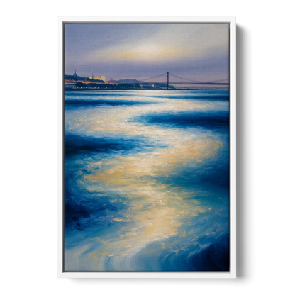 Tagus River Glow Front - White Canvas Wall Art