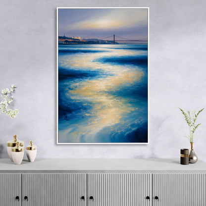 Tagus River Glow Sitting Room - White Canvas Wall Art