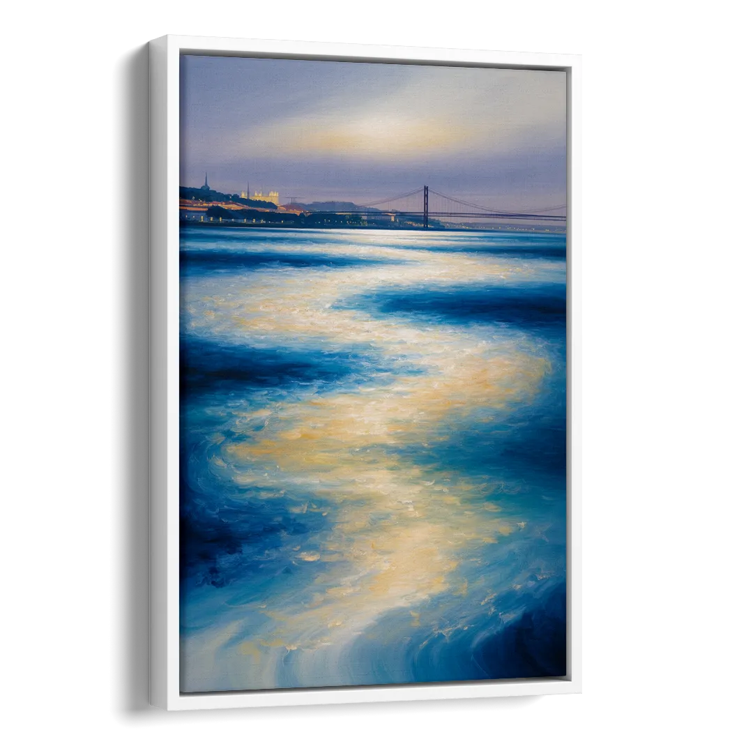 Tagus River Glow Side - White Canvas Wall Art