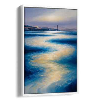 Tagus River Glow Side - White Canvas Wall Art