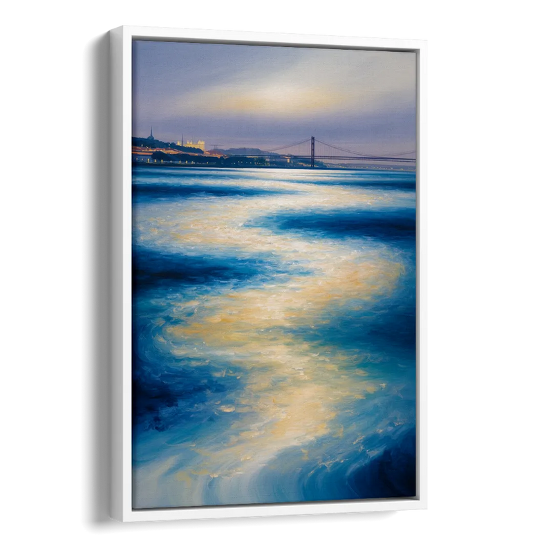 Tagus River Glow Side - White Canvas Wall Art