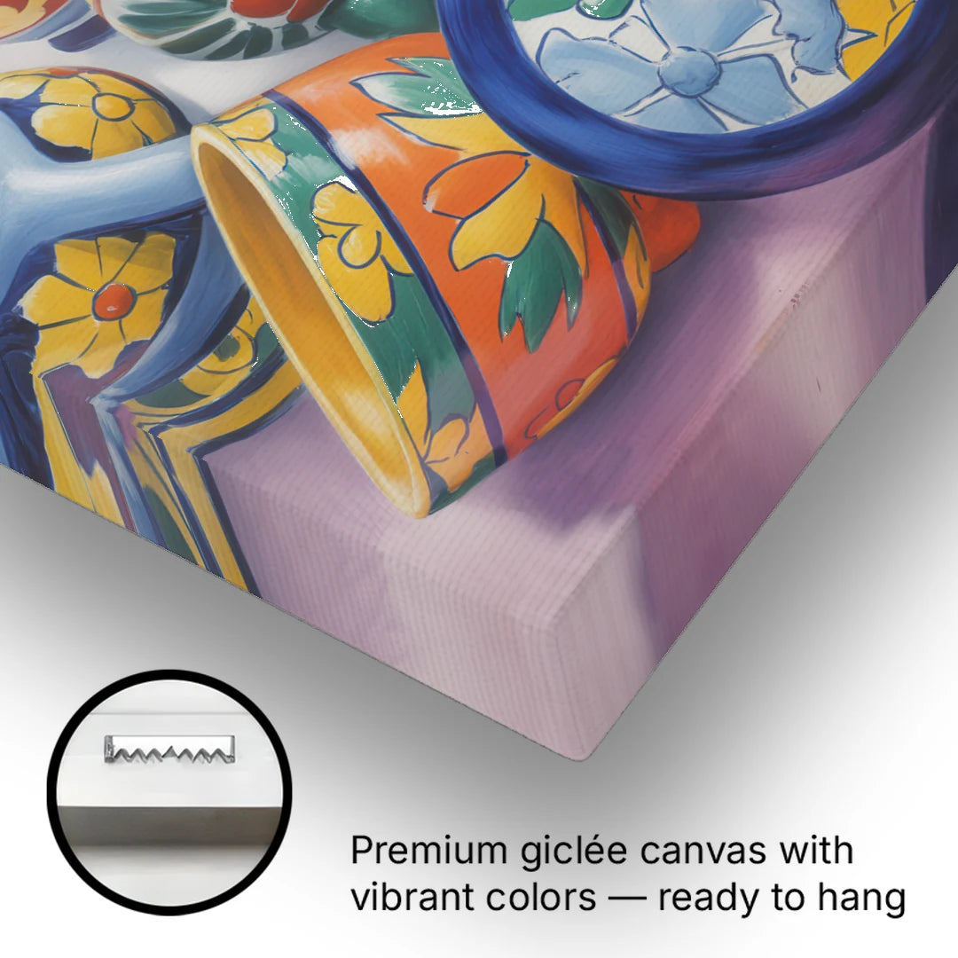 Talavera Pottery Colors - Canvas Wall Art - Gallery Wrap Corner