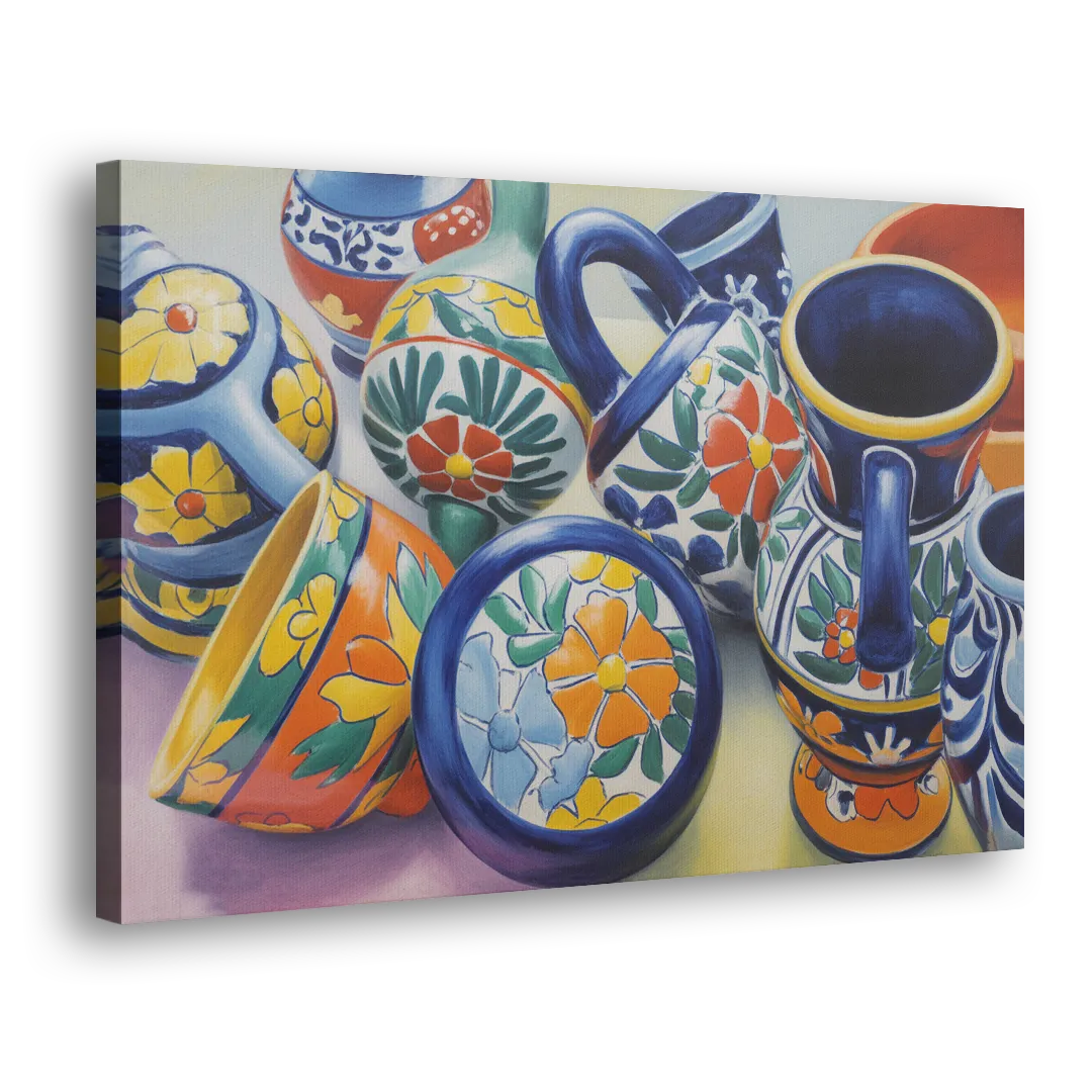 Talavera Pottery Colors Side - Canvas Wall Art