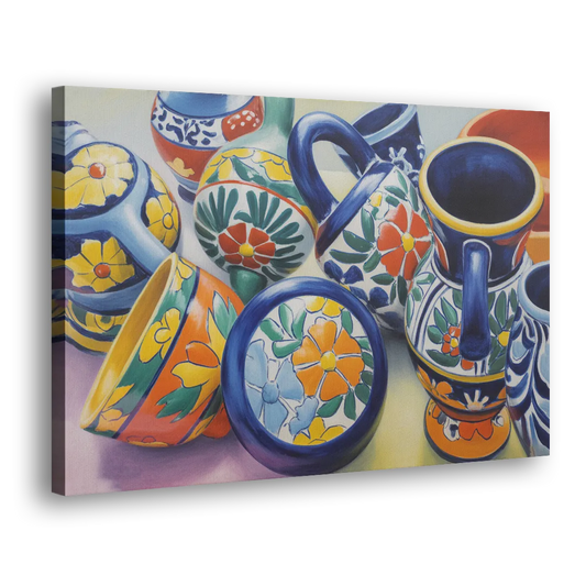 Talavera Pottery Colors Side - Canvas Wall Art