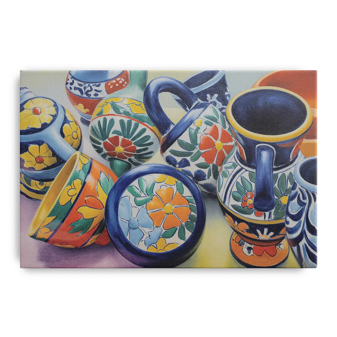 Talavera Pottery Colors Front - Canvas Wall Art