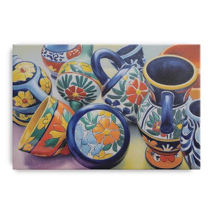 Talavera Pottery Colors Front - Canvas Wall Art