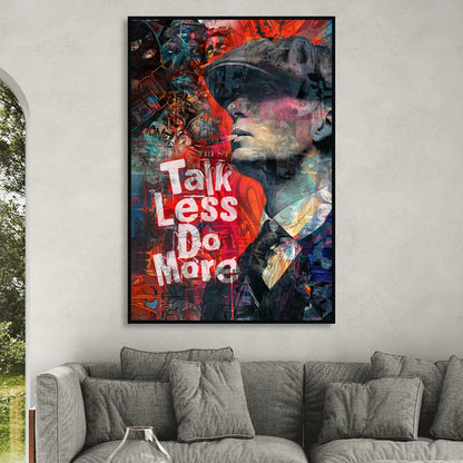 Talk Less Do More Living Room - Black Canvas Wall Art