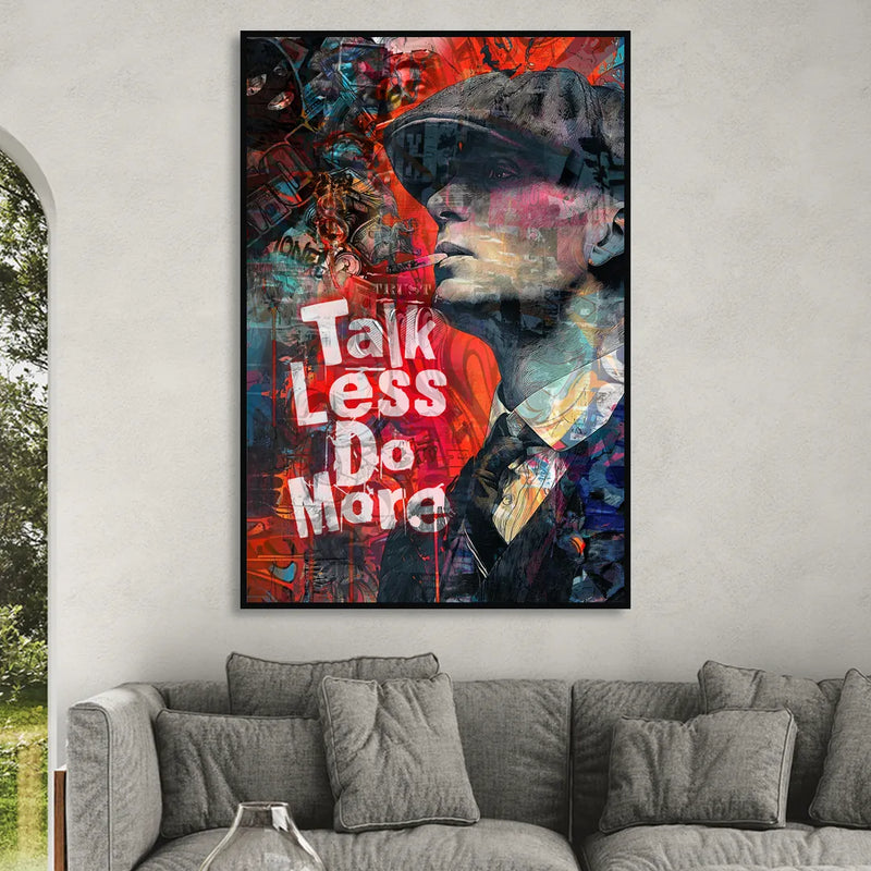 Talk Less Do More Living Room - Black Canvas Wall Art
