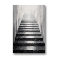 Tall Narrow Wall Art of Stairs Into White Light - Canvas Wall Art - Front