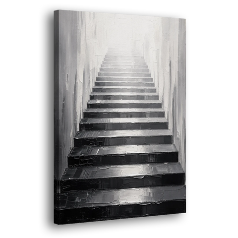Tall Narrow Wall Art of Stairs Into White Light - Canvas Wall Art - Side