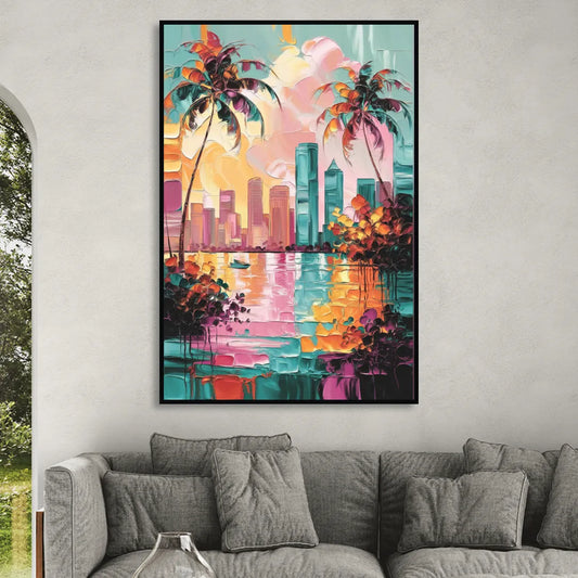Tampa Bay Coastal Charm Living Room - Black Canvas Wall Art