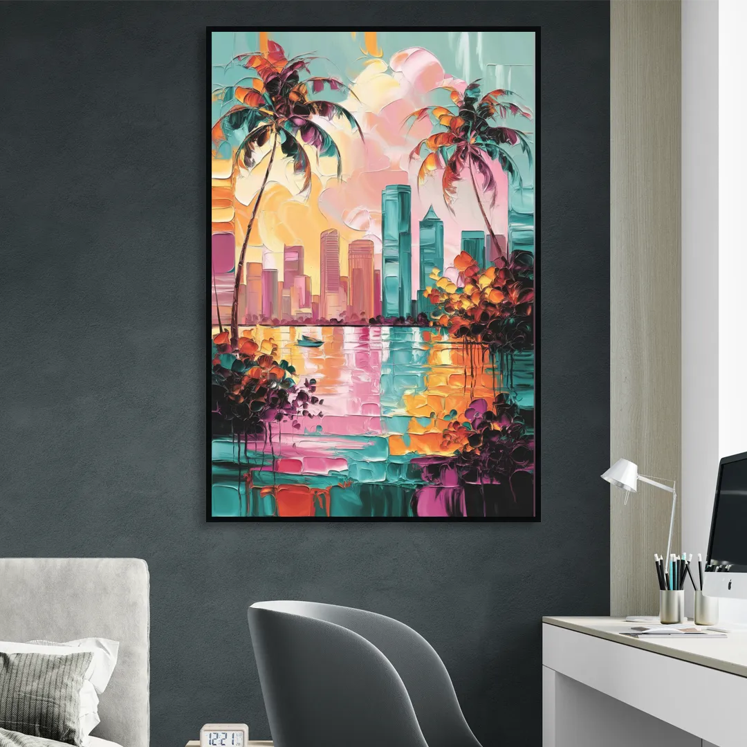 Tampa Bay Coastal Charm Sitting Room - Black Canvas Wall Art