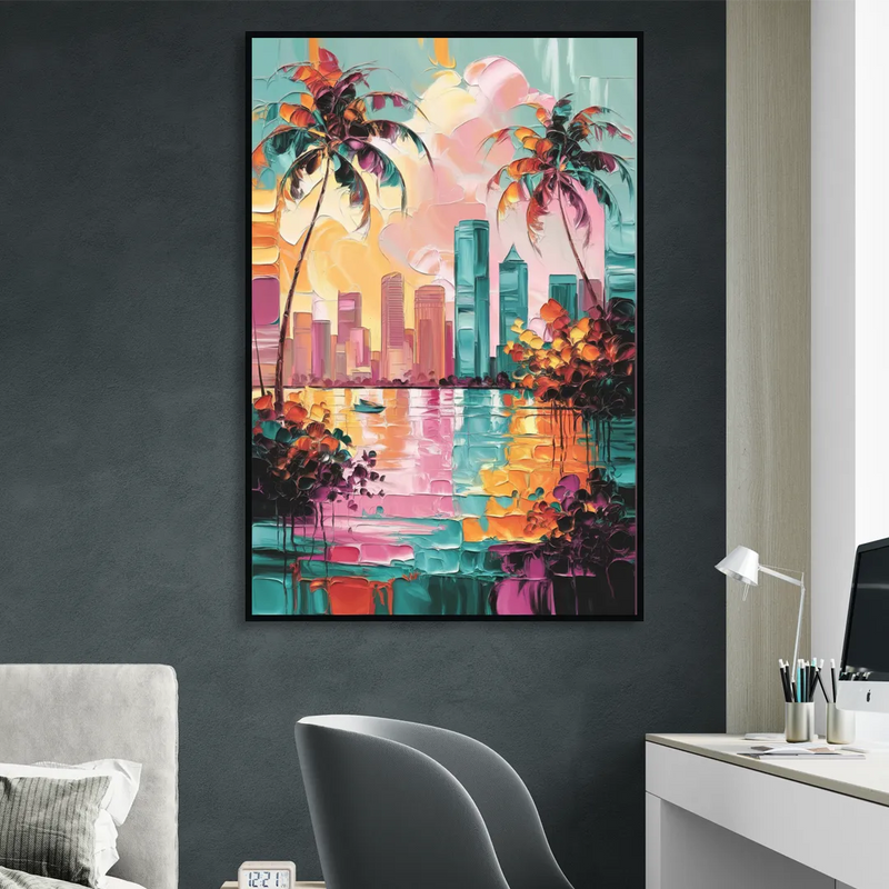 Tampa Bay Coastal Charm Sitting Room - Black Canvas Wall Art
