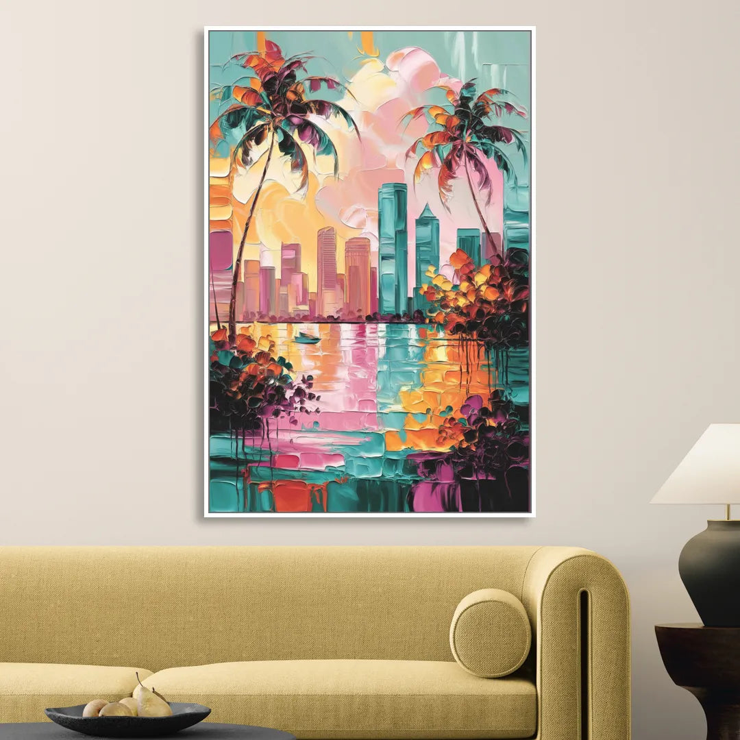 Tampa Bay Coastal Charm Living Room - White Canvas Wall Art