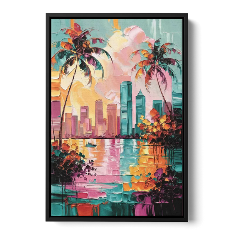 Tampa Bay Coastal Charm Front - Black Canvas Wall Art